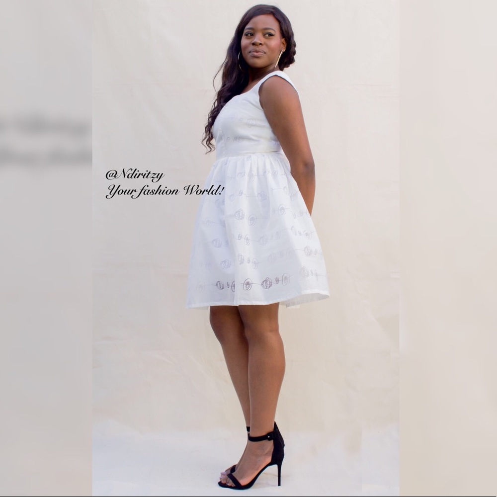 White Sleeveless Fit and Flare Dress